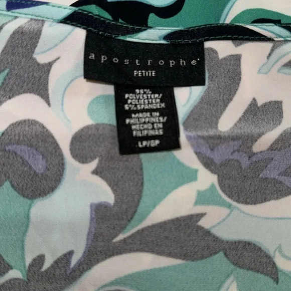 Apostrophe Petite Beautiful Green & Black Blouse - Picture 5 of 7